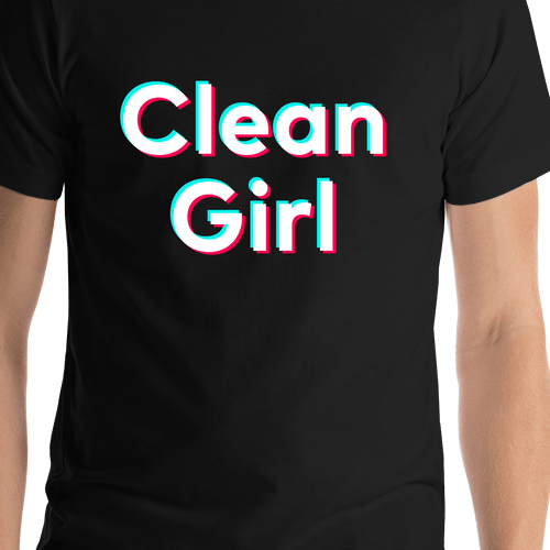 Clean Girl T-Shirt - Black - TikTok Trends - Shirt Close-Up View