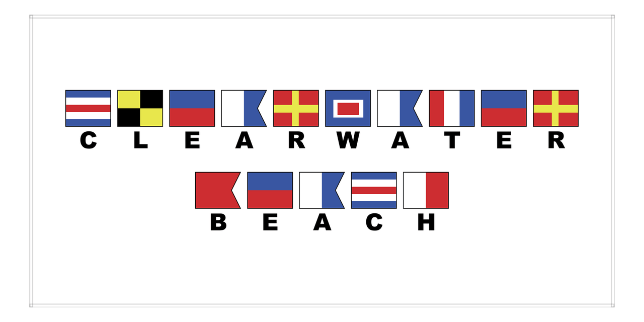 Clearwater Beach Nautical Flags Beach Towel - Front View