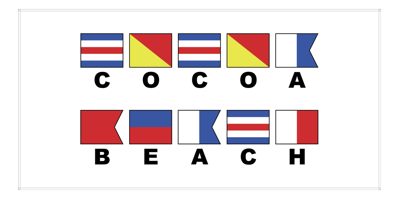 Cocoa Beach Nautical Flags Beach Towel - Front View