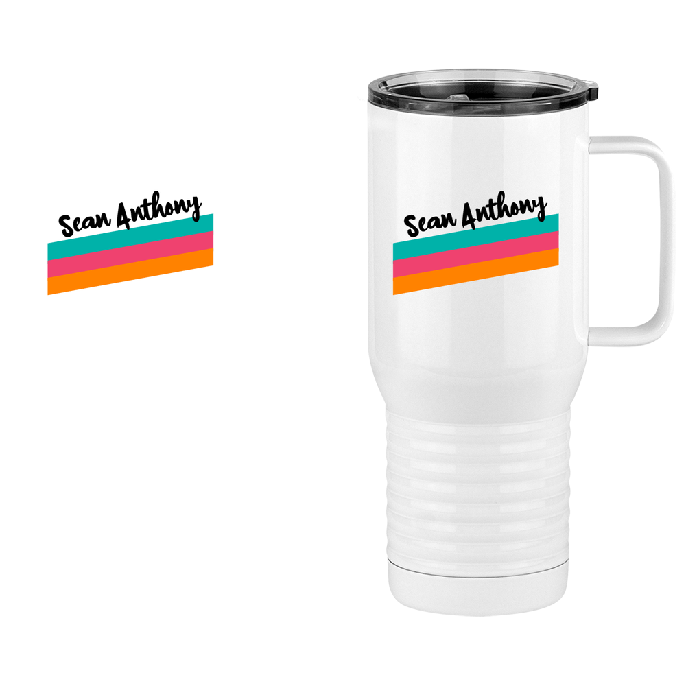 Personalized Travel Coffee Mug Tumbler with Handle (20 oz) - Angled Stripes - Design View