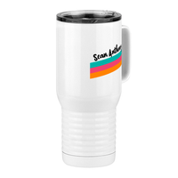 Thumbnail for Personalized Travel Coffee Mug Tumbler with Handle (20 oz) - Angled Stripes - Front Right View