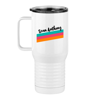 Thumbnail for Personalized Travel Coffee Mug Tumbler with Handle (20 oz) - Angled Stripes - Left View