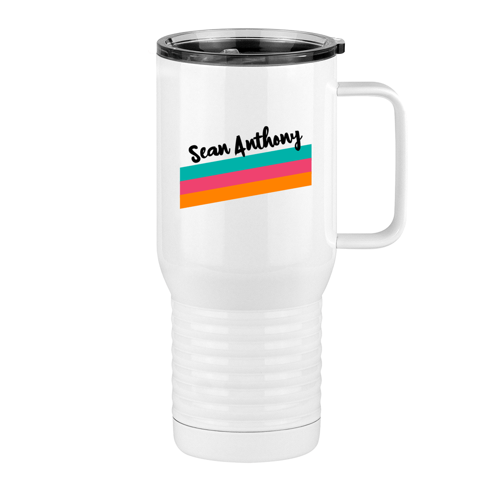 Personalized Travel Coffee Mug Tumbler with Handle (20 oz) - Angled Stripes - Right View
