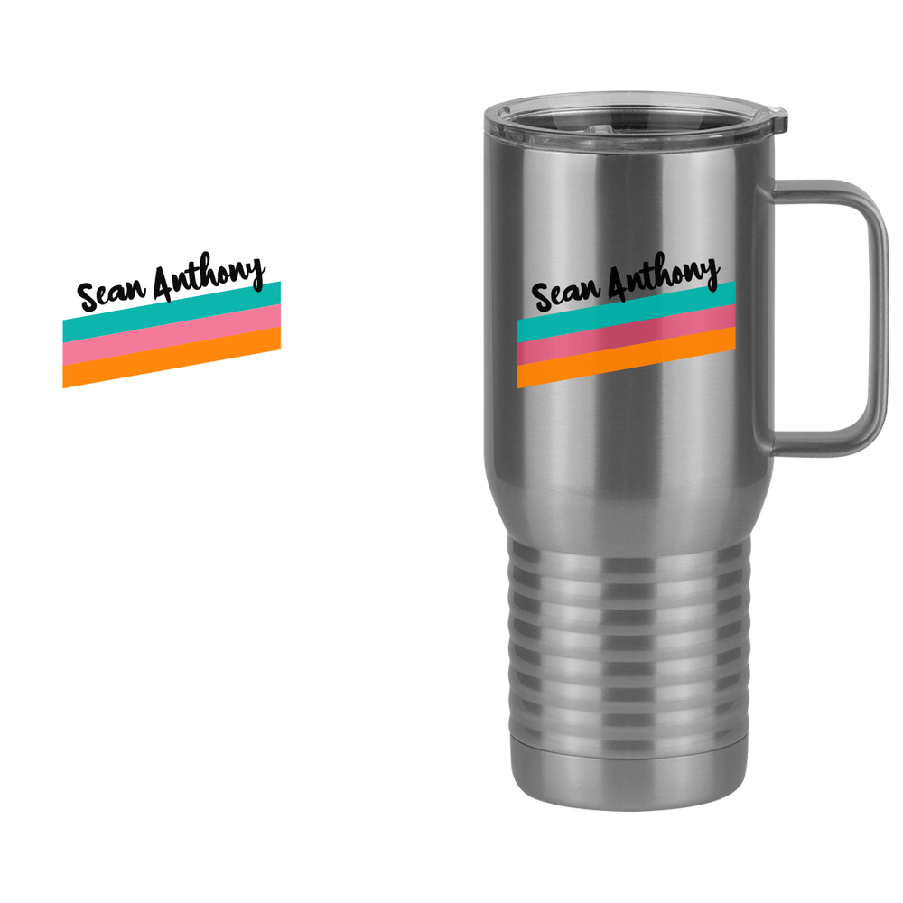 Personalized Travel Coffee Mug Tumbler with Handle (20 oz) - Angled Stripes - Design View