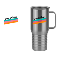 Thumbnail for Personalized Travel Coffee Mug Tumbler with Handle (20 oz) - Angled Stripes - Design View
