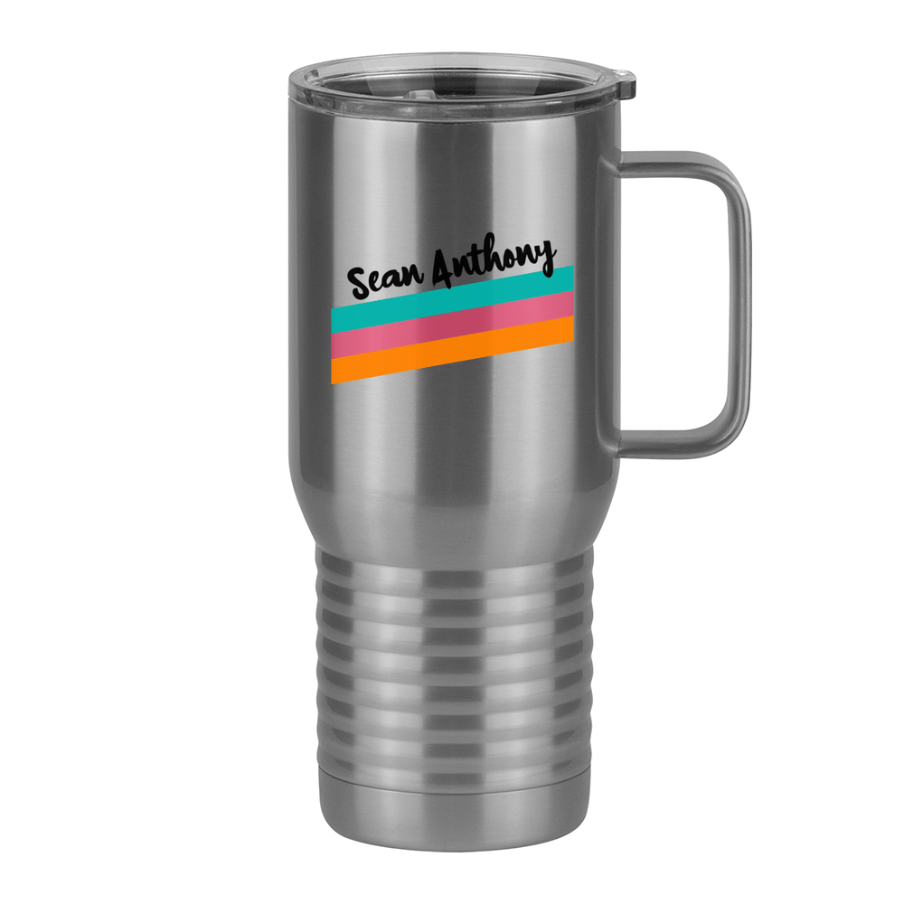Personalized Travel Coffee Mug Tumbler with Handle (20 oz) - Angled Stripes - Right View