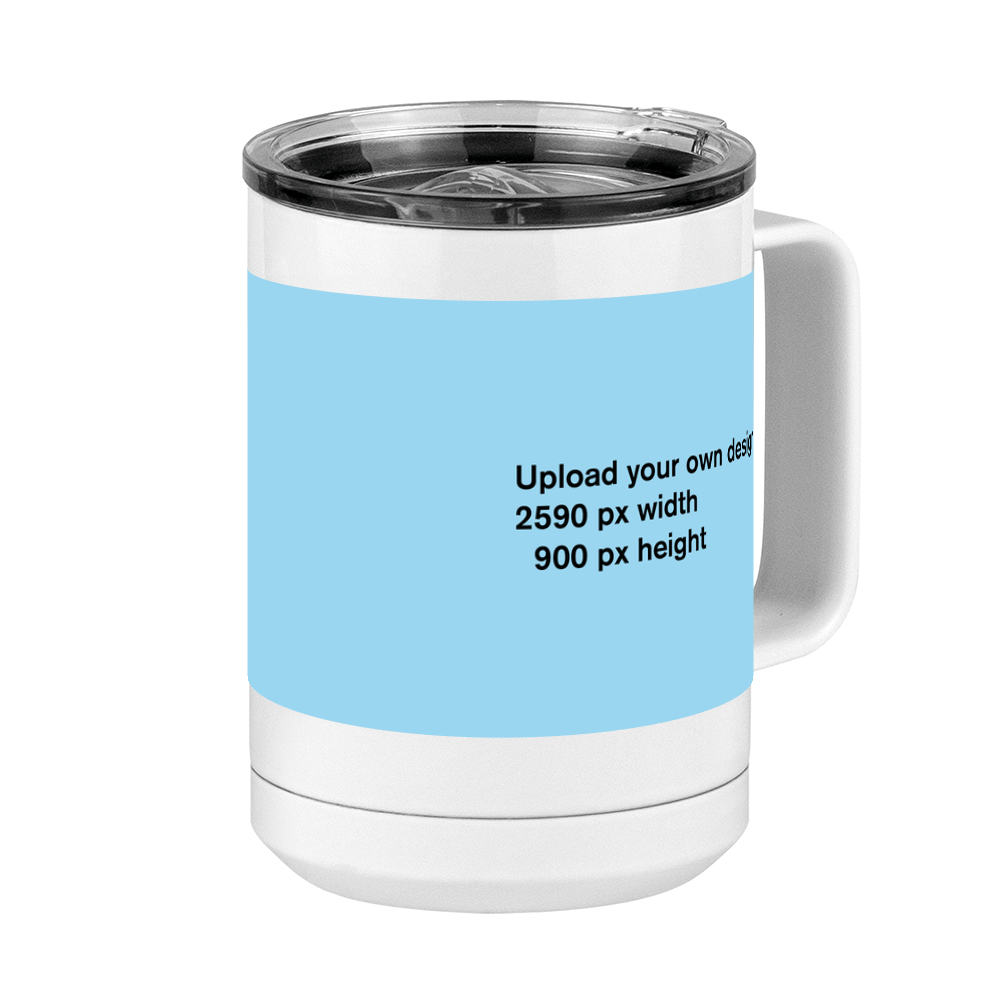 Personalized Coffee Mug Tumbler with Handle (15 oz) - Upload Your Art - Front Right View