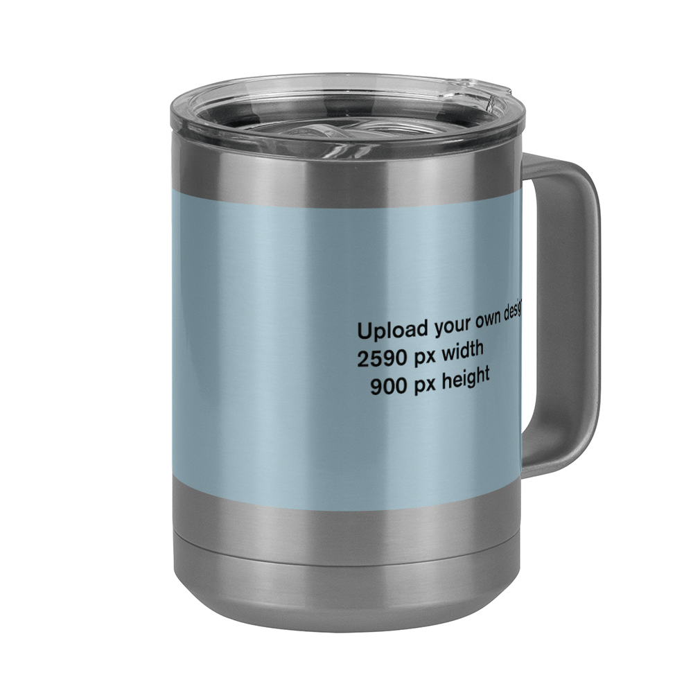 Personalized Coffee Mug Tumbler with Handle (15 oz) - Upload Your Art - Front Right View