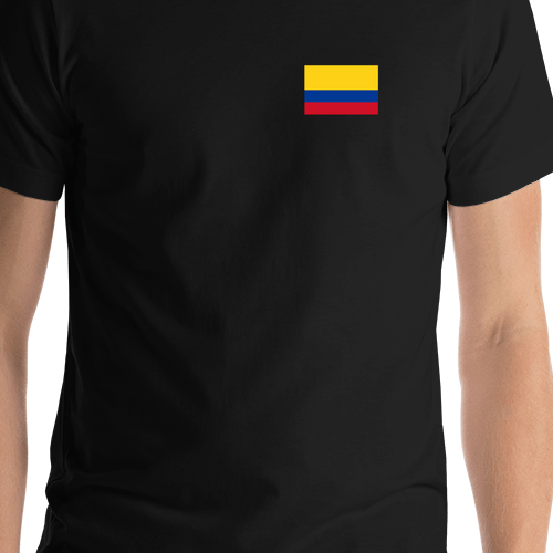Colombia Flag T-Shirt - Black - Shirt Close-Up View