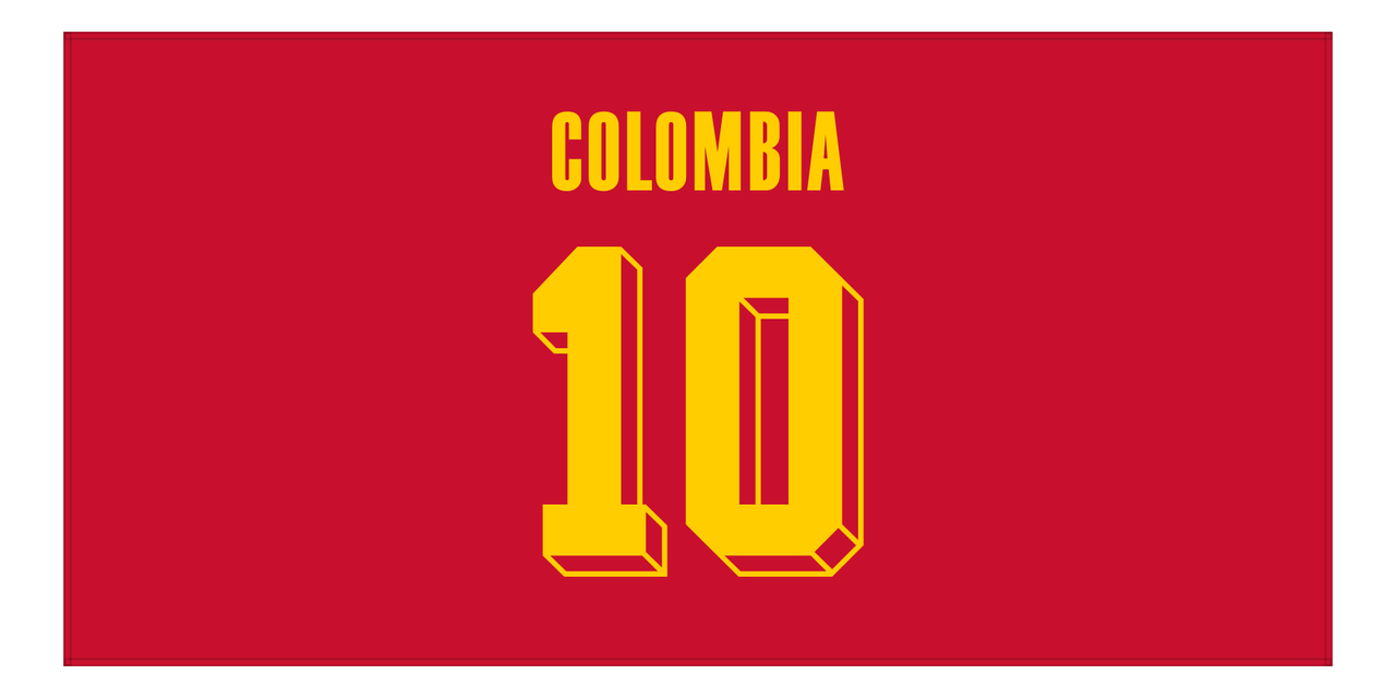 Personalized Colombia Jersey Number Beach Towel - Red - Front View