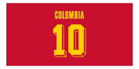 Thumbnail for Personalized Colombia Jersey Number Beach Towel - Red - Front View