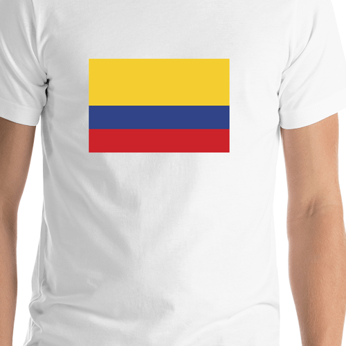 Colombia Flag T-Shirt - White - Shirt Close-Up View