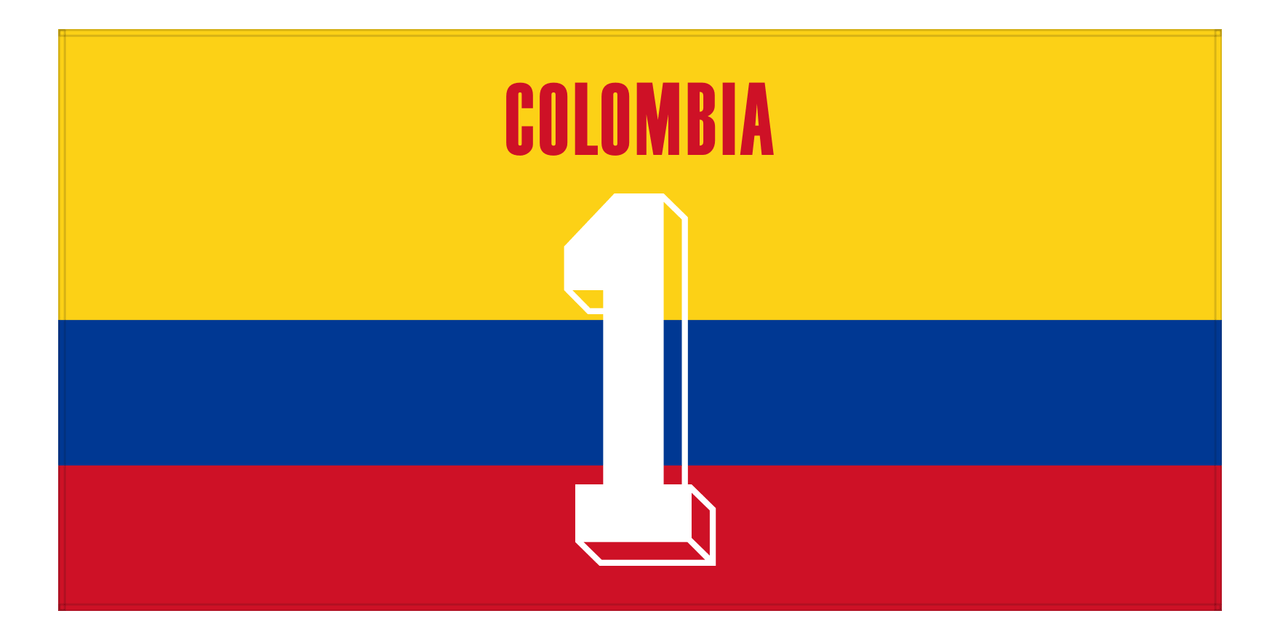 Personalized Colombia Jersey Number Beach Towel - Front View