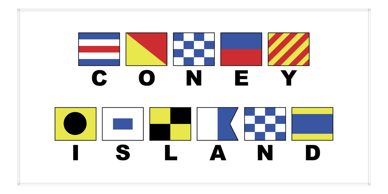 Coney Island Nautical Flags Beach Towel - Front View
