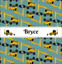 Thumbnail for Personalized Construction Truck Shower Curtain II - Excavator I - Green Background - Decorate View