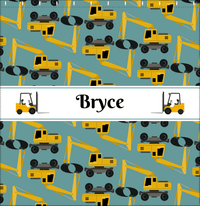 Thumbnail for Personalized Construction Truck Shower Curtain II - Excavator II - Green Background - Decorate View