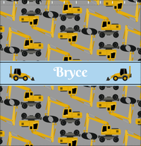 Thumbnail for Personalized Construction Truck Shower Curtain II - Excavator I - Grey Background - Decorate View