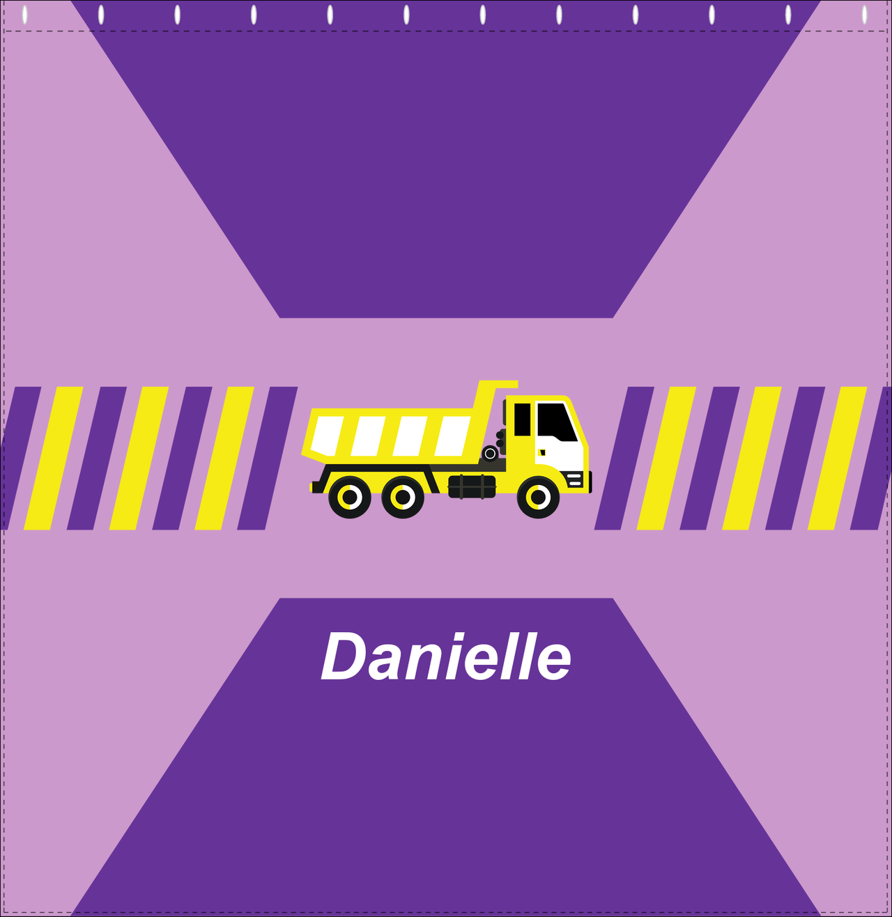 Personalized Construction Truck Shower Curtain IV - Retro I - Purple Background - Decorate View