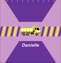 Thumbnail for Personalized Construction Truck Shower Curtain IV - Retro I - Purple Background - Decorate View