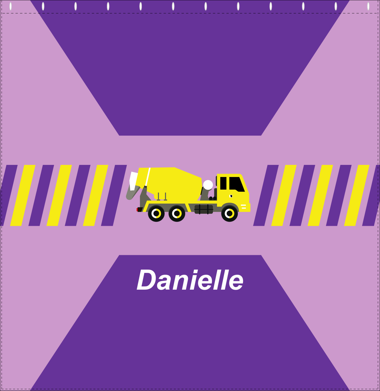 Personalized Construction Truck Shower Curtain IV - Retro II - Purple Background - Decorate View