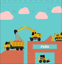 Thumbnail for Personalized Construction Truck Shower Curtain VI - Widgets - Teal Background - Decorate View