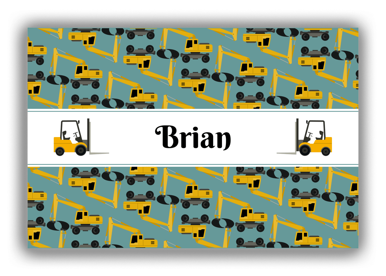 Personalized Construction Truck Canvas Wrap & Photo Print II - Patina Background - Truck II - Front View