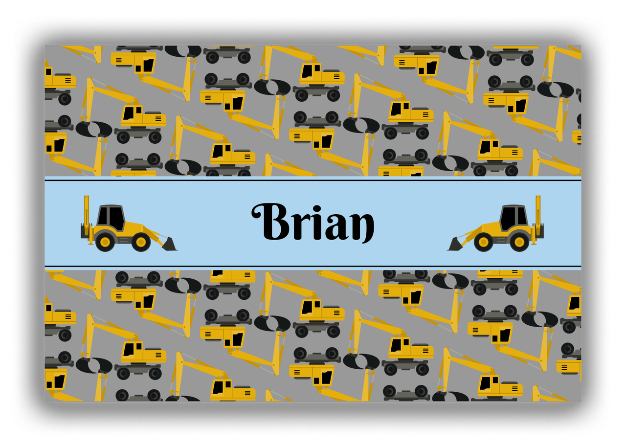 Personalized Construction Truck Canvas Wrap & Photo Print II - Grey Background - Truck I - Front View