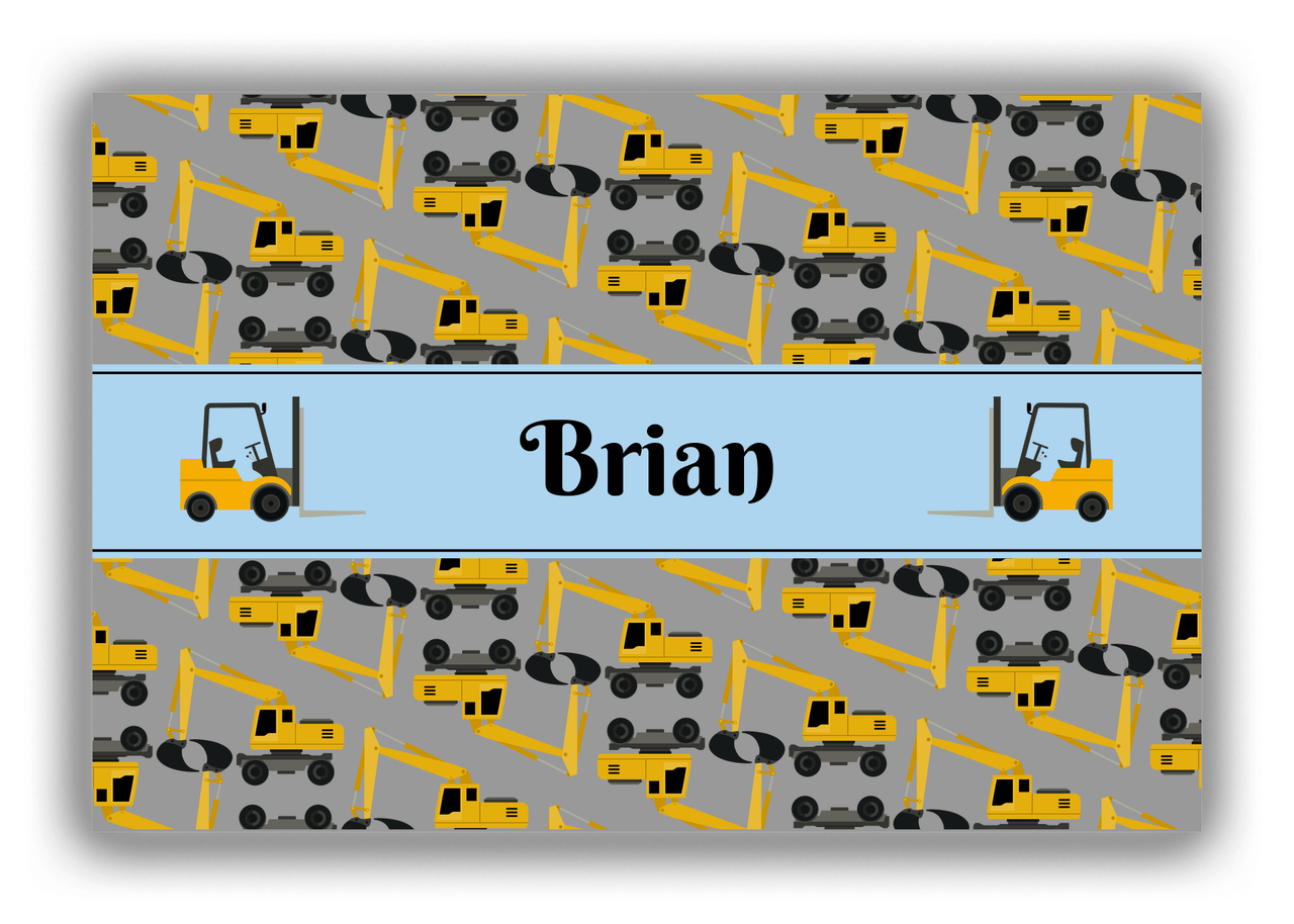 Personalized Construction Truck Canvas Wrap & Photo Print II - Grey Background - Truck II - Front View