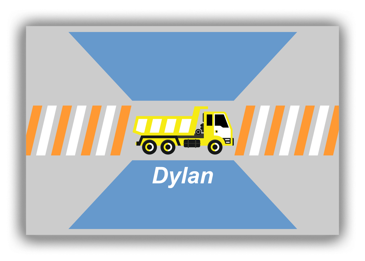 Personalized Construction Truck Canvas Wrap & Photo Print IV - Grey Background - Truck I - Front View