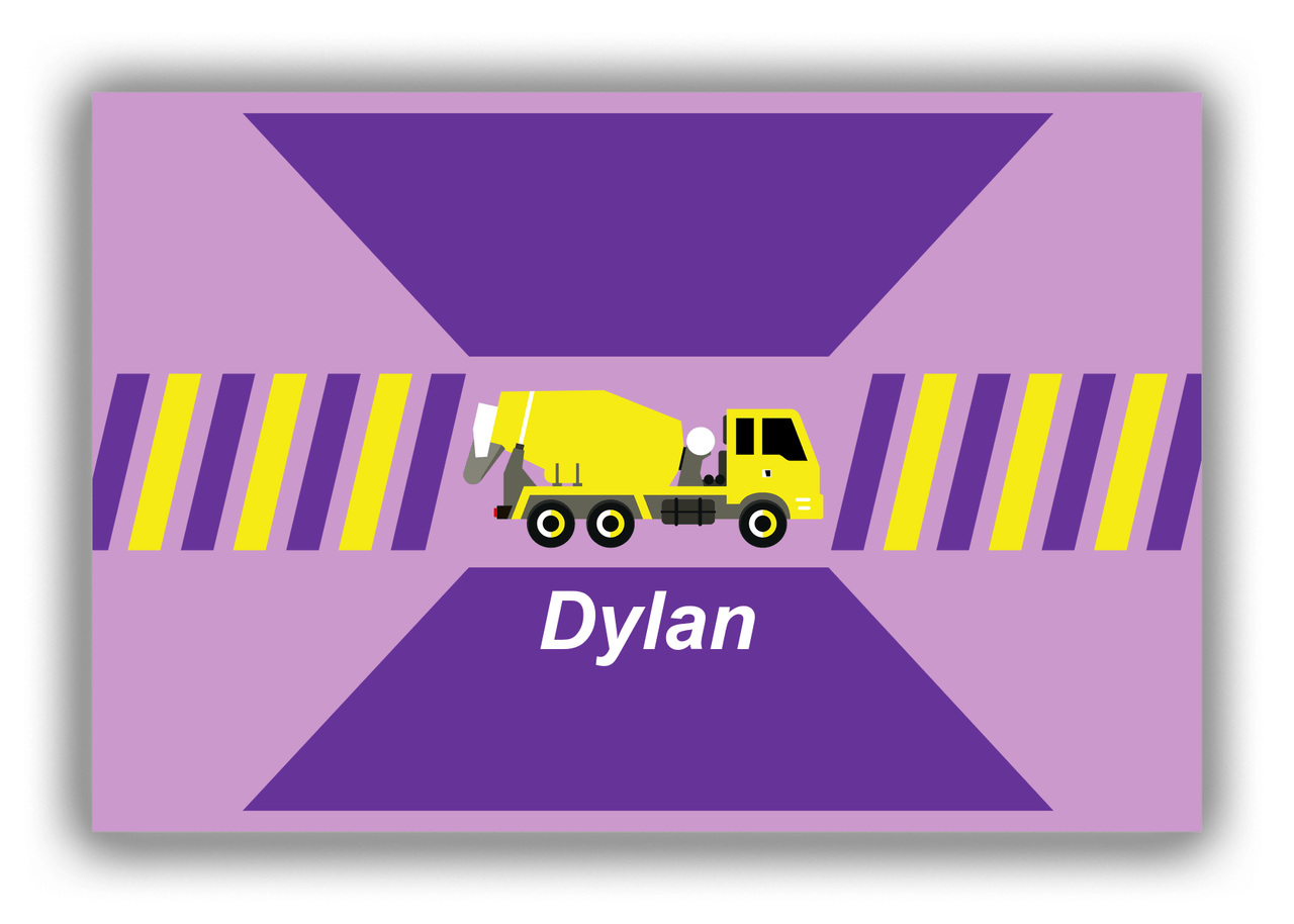 Personalized Construction Truck Canvas Wrap & Photo Print IV - Lilac Background - Truck II - Front View