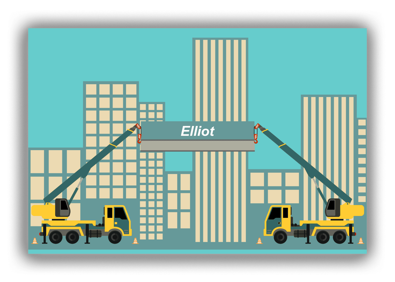 Personalized Construction Truck Canvas Wrap & Photo Print V - Teal Background - Front View