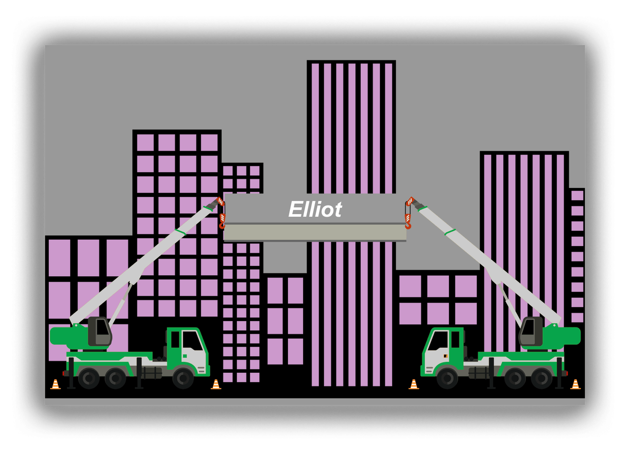Personalized Construction Truck Canvas Wrap & Photo Print V - Grey Background - Front View