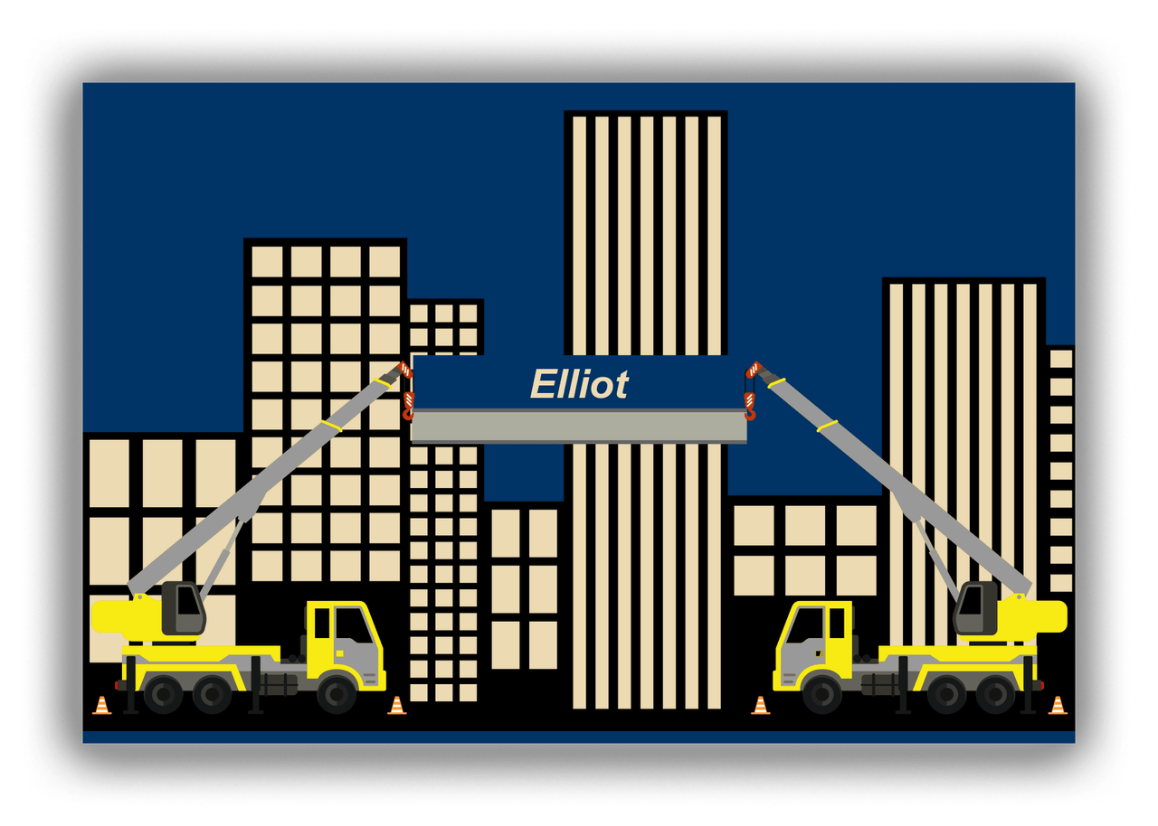 Personalized Construction Truck Canvas Wrap & Photo Print V - Navy Background - Front View