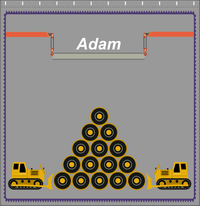 Thumbnail for Personalized Construction Truck Shower Curtain I - Tire Pile - Grey Background - Decorate View