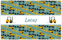 Thumbnail for Personalized Construction Placemat - Excavator - Truck 2  - Patina Background with White Nameplate -  View
