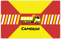 Thumbnail for Personalized Construction Placemat - Retro I - Truck 1 - Red Background with Black Text -  View