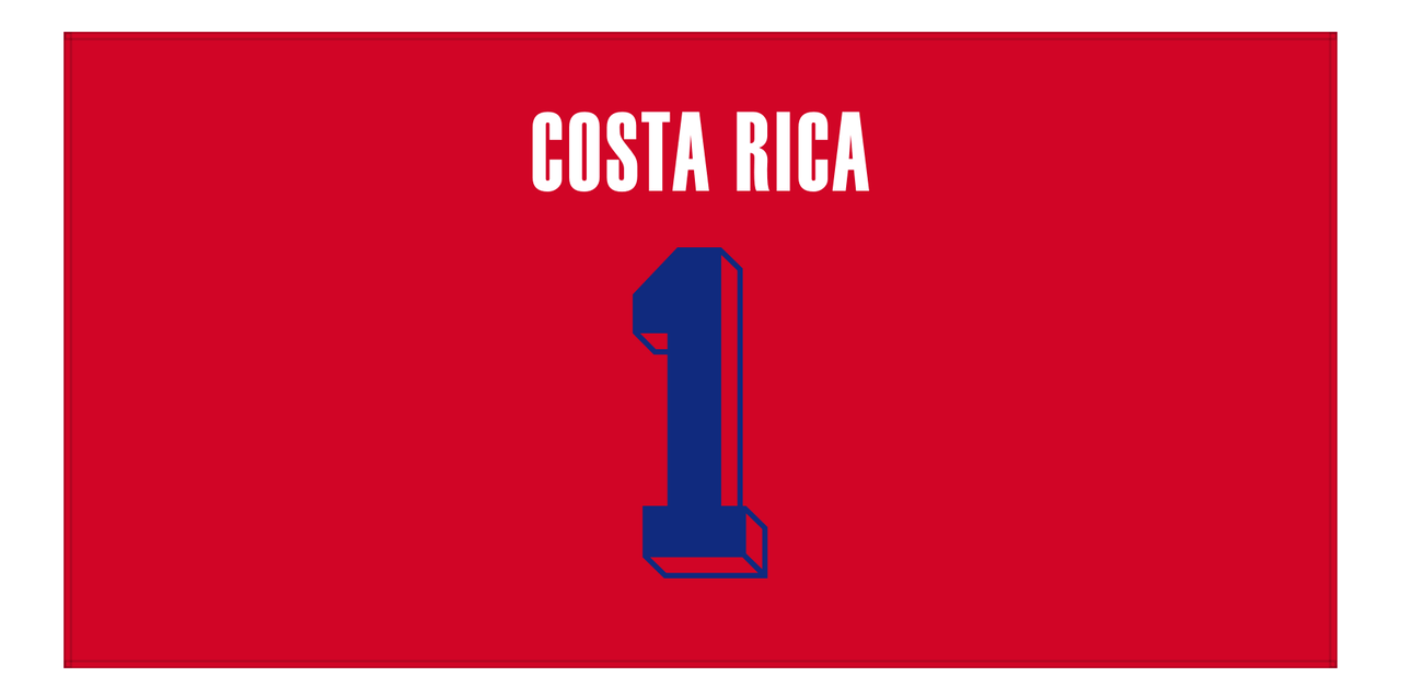 Personalized Costa Rica Jersey Number Beach Towel - Red - Front View