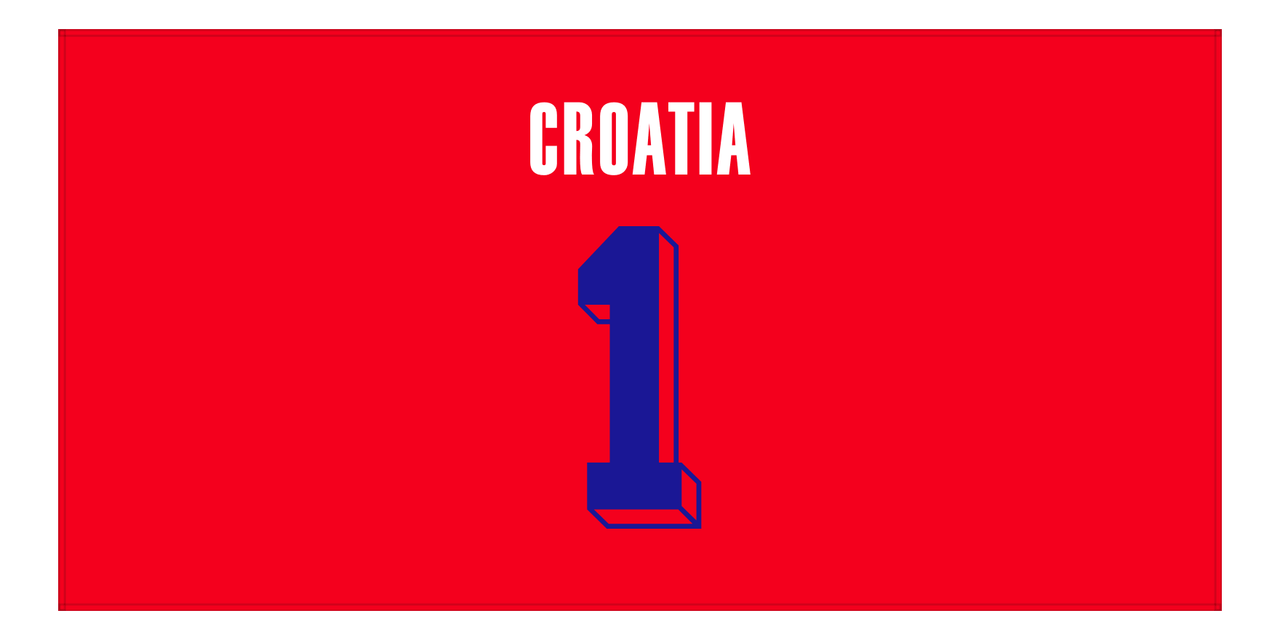 Personalized Croatia Jersey Number Beach Towel - Red - Front View