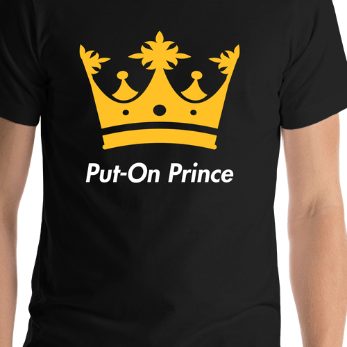 Personalized Crown T-Shirt - Black - Put-On Prince - Shirt Close-Up View