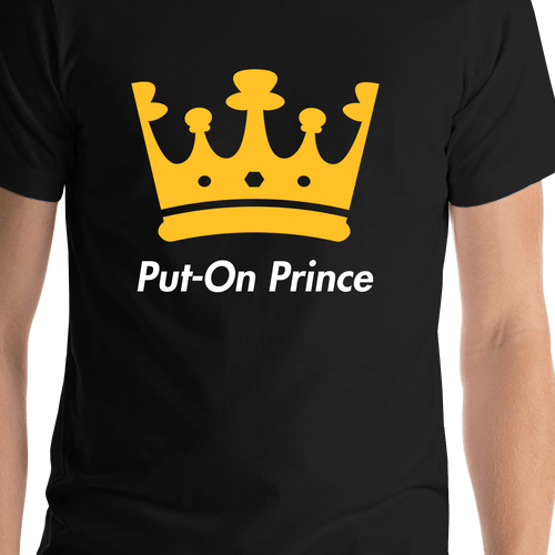 Personalized Crown T-Shirt - Black - Put-On Prince - Shirt Close-Up View