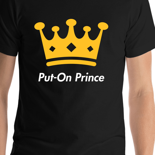 Personalized Crown T-Shirt - Black - Put-On Prince - Shirt Close-Up View