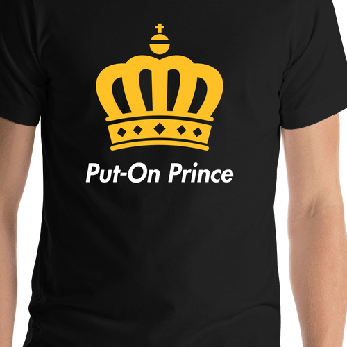 Personalized Crown T-Shirt - Black - Put-On Prince - Shirt Close-Up View