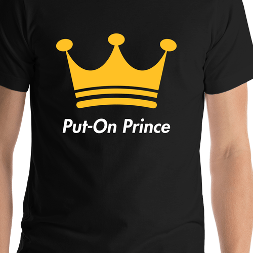 Personalized Crown T-Shirt - Black - Put-On Prince - Shirt Close-Up View