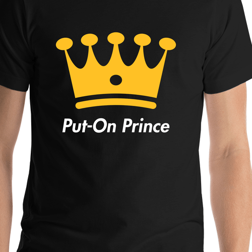 Personalized Crown T-Shirt - Black - Put-On Prince - Shirt Close-Up View