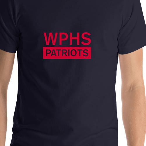 Custom High School T-Shirt - Navy Blue - Shirt Close-Up View