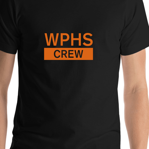 Custom High School Crew T-Shirt - Black - Shirt Close-Up View