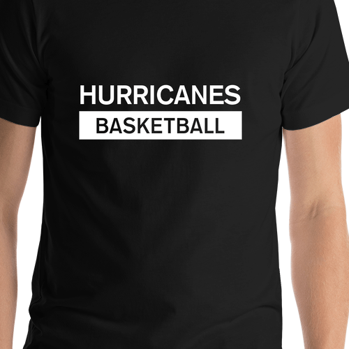 Custom High School Hurricanes Basketball T-Shirt - Black - Shirt Close-Up View