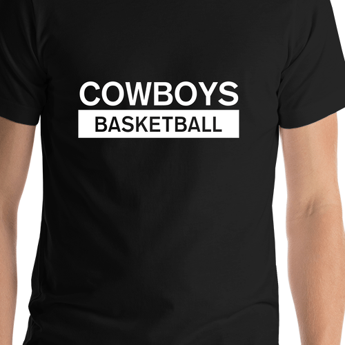 Custom High School Cowboys Basketball T-Shirt - Black - Shirt Close-Up View