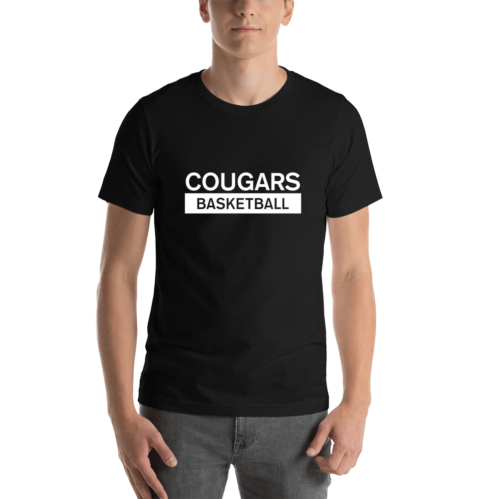 Custom High School Cougars Basketball T-Shirt - Black - Shirt View