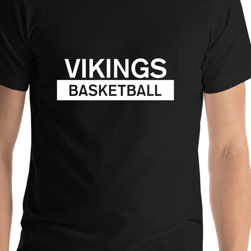 Custom High School Vikings Basketball T-Shirt - Black - Shirt Close-Up View